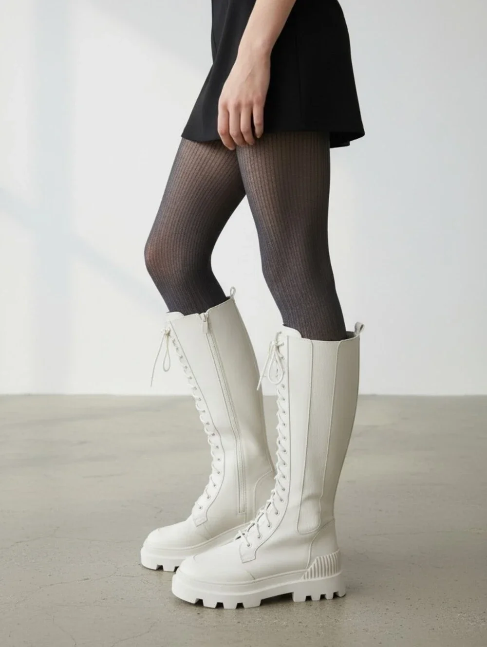 Circus By Sam Edelman Ina Tall Lace-Up Knee Boots in Light Cream